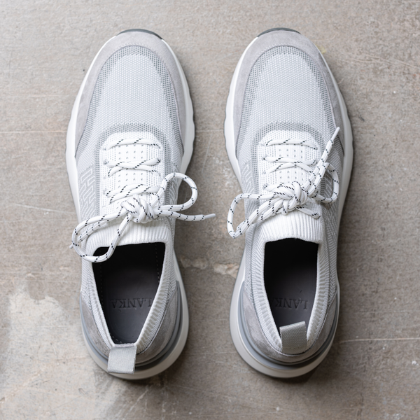 White & Grey Sky Knit Trainer