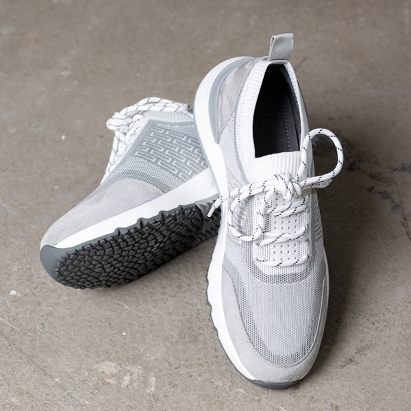 White & Grey Sky Knit Trainer
