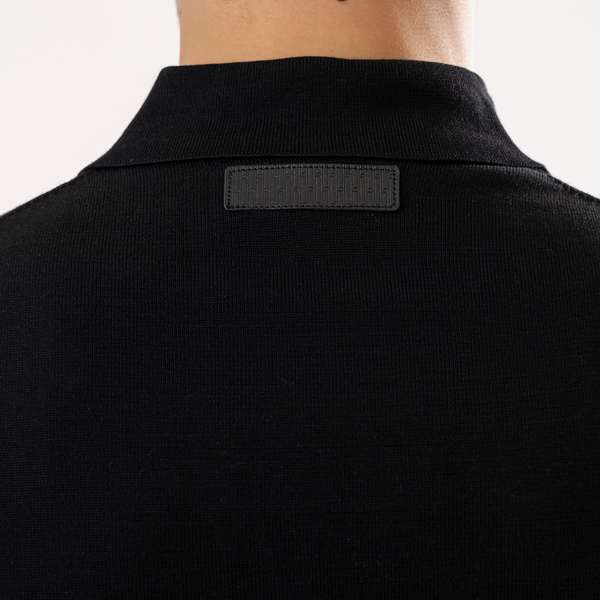 Black Cotton Silk Polo