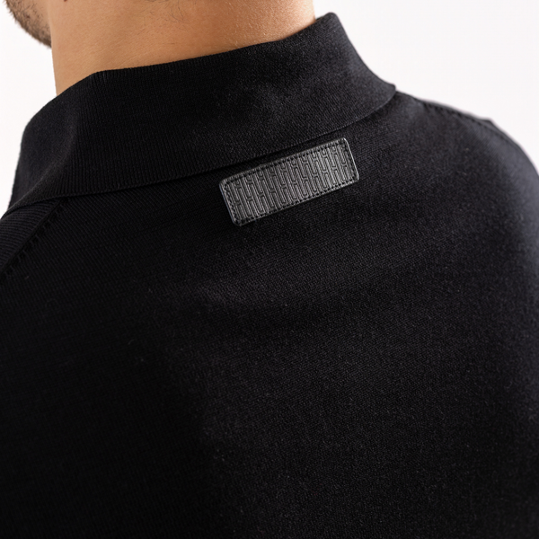 Black Cotton Silk Polo