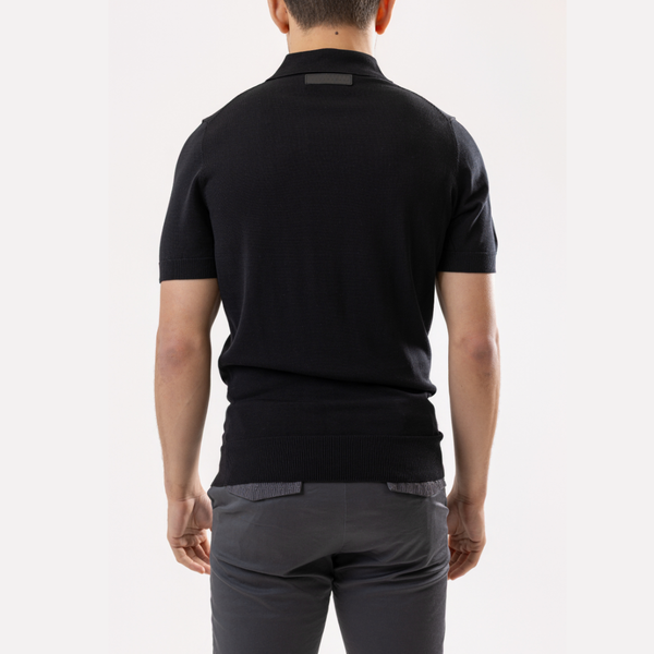 Black Cotton Silk Polo