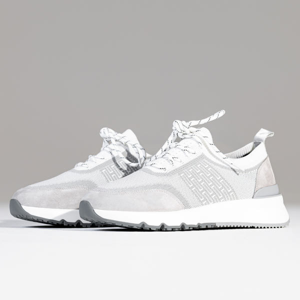 White & Grey Sky Knit Trainer