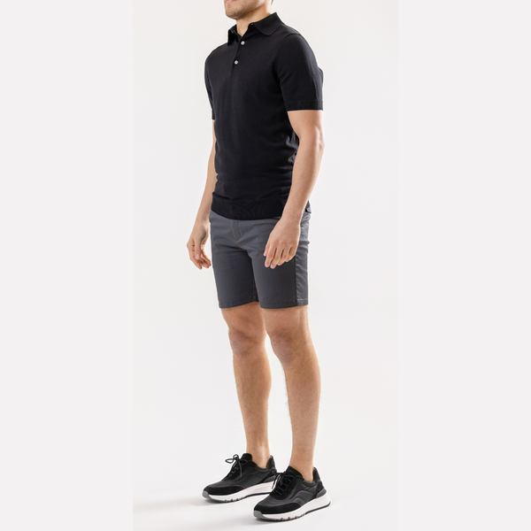 Black Cotton Silk Polo