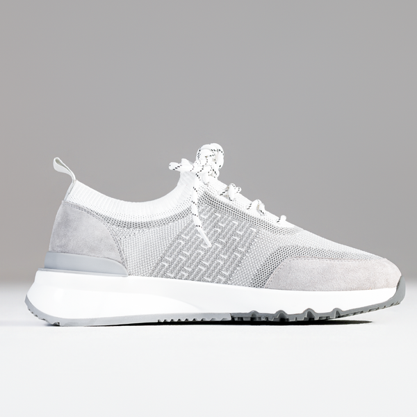 White & Grey Sky Knit Trainer