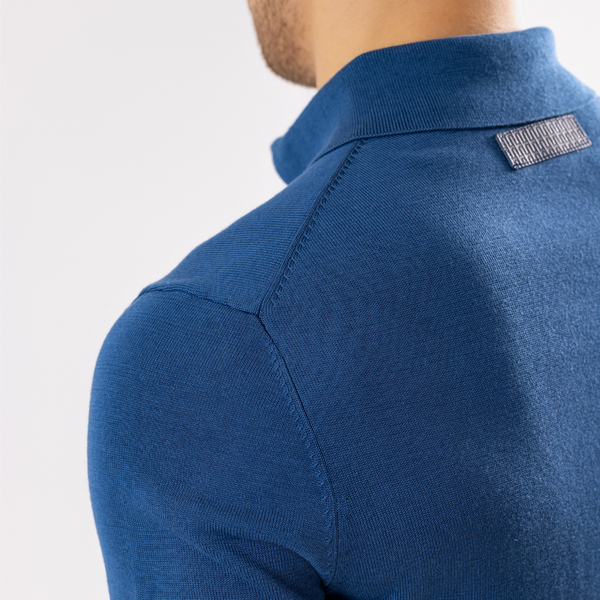 Marine Blue Cotton Silk Polo