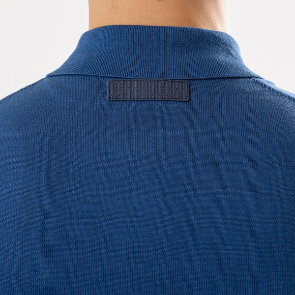 Marine Blue Cotton Silk Polo
