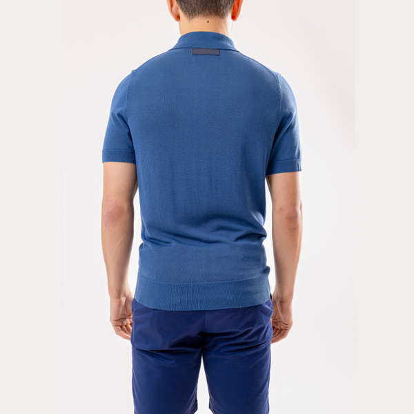 Marine Blue Cotton Silk Polo