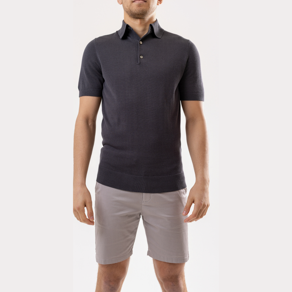 Charcoal Cotton Silk Polo