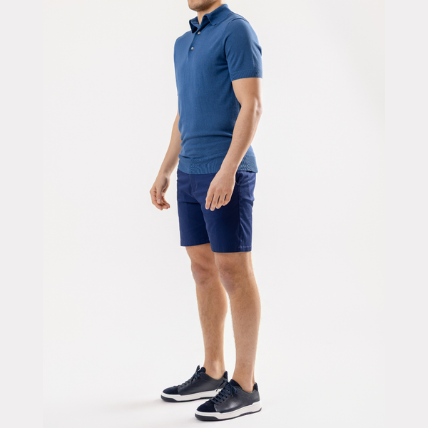 Marine Blue Cotton Silk Polo