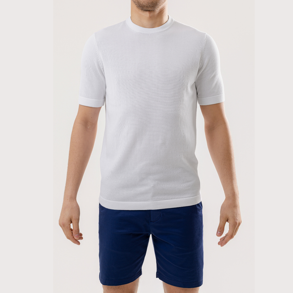 White Cotton Silk T-Shirt