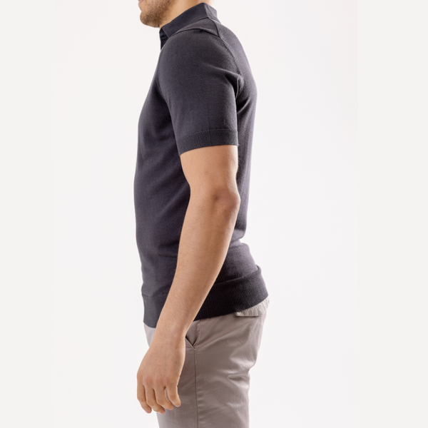 Charcoal Cotton Silk Polo