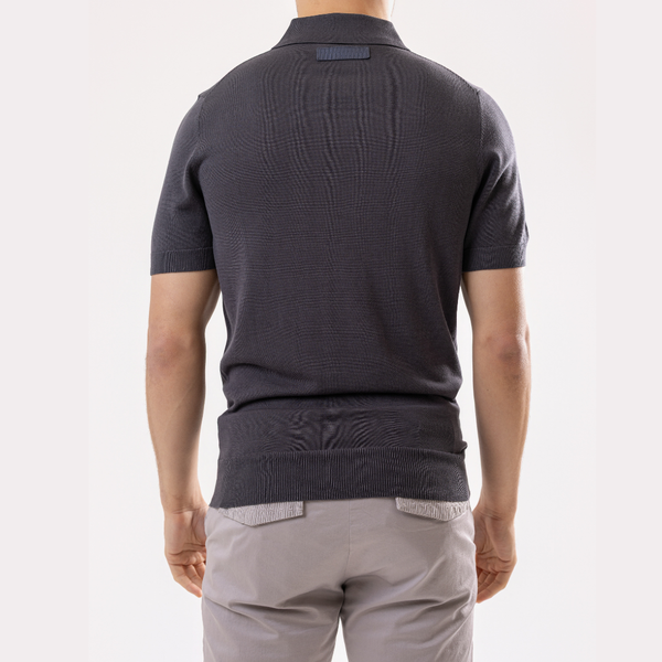 Charcoal Cotton Silk Polo
