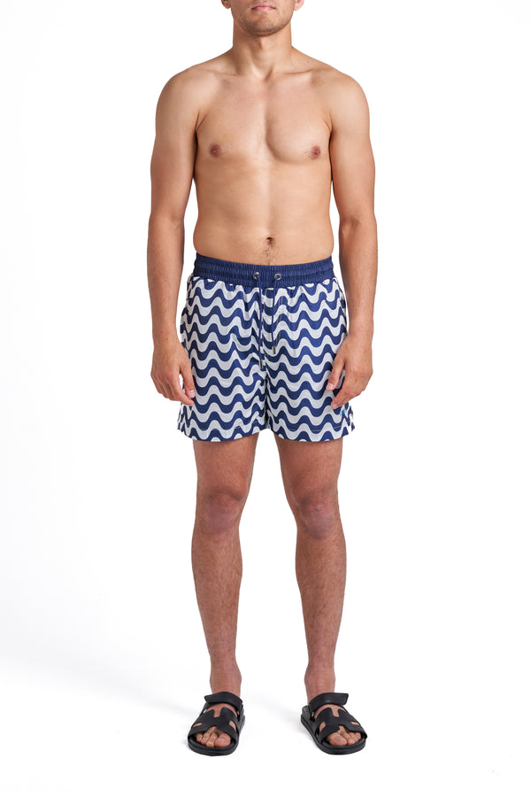 Navy Wavy Swim Shorts