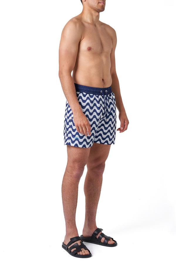 Navy Wavy Swim Shorts