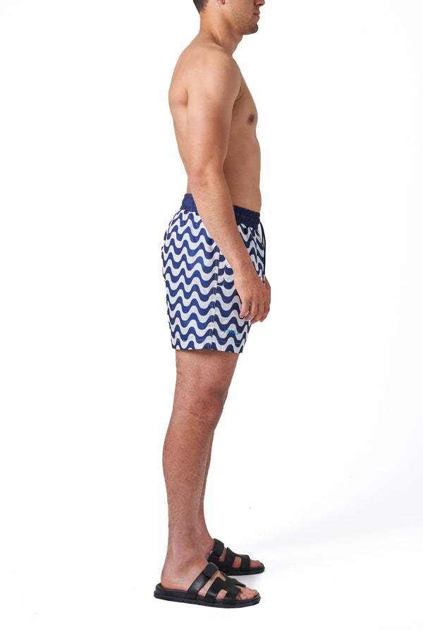Navy Wavy Swim Shorts