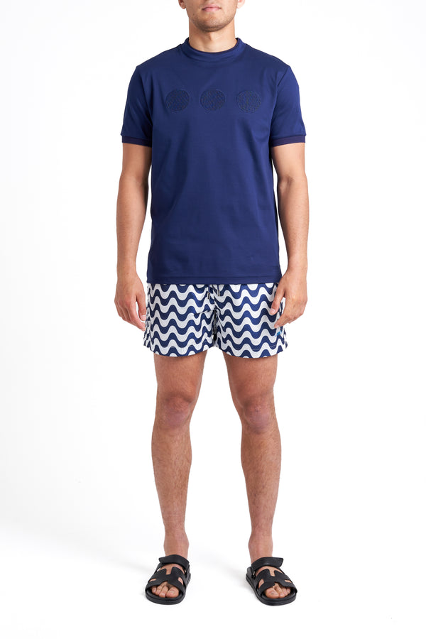 Navy Wavy Swim Shorts