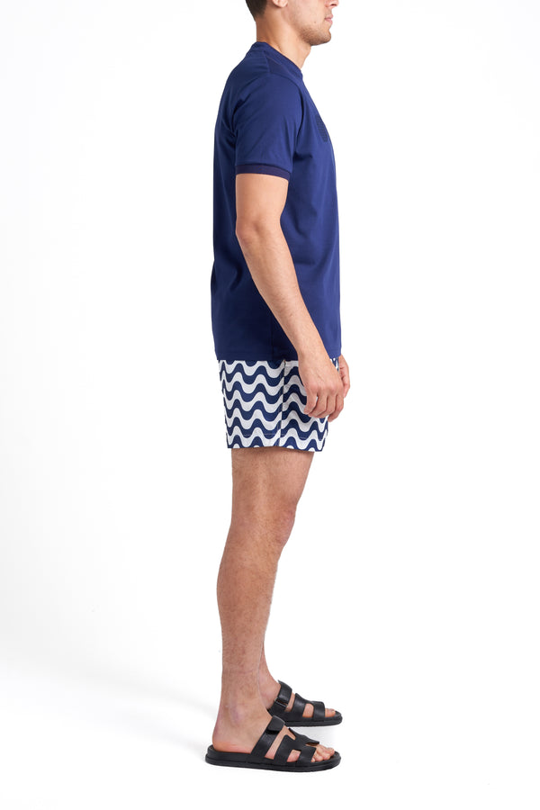Navy Wavy Swim Shorts
