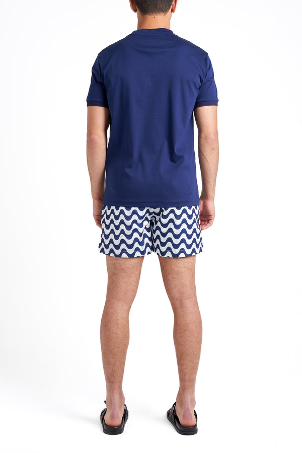 Navy Wavy Swim Shorts